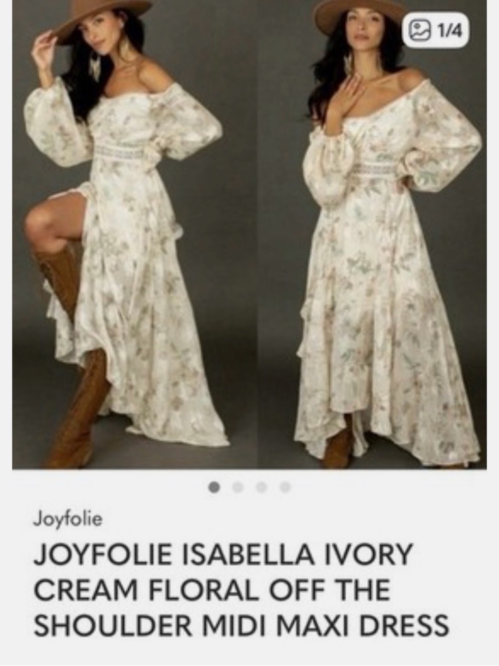 Joyfolie Cream Floral Ruffle Maxi Dress - Picture 4 of 4